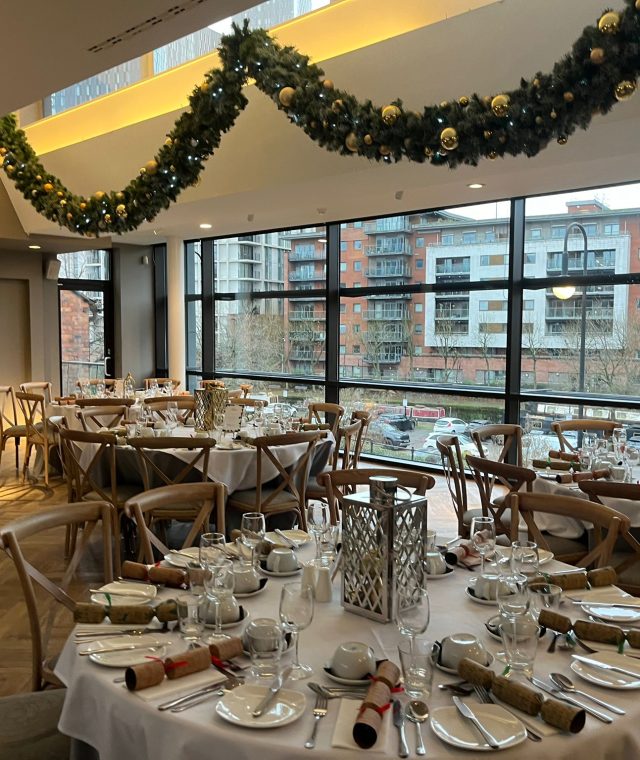 Merchant Room set for Christmas at The Castlefield Rooms