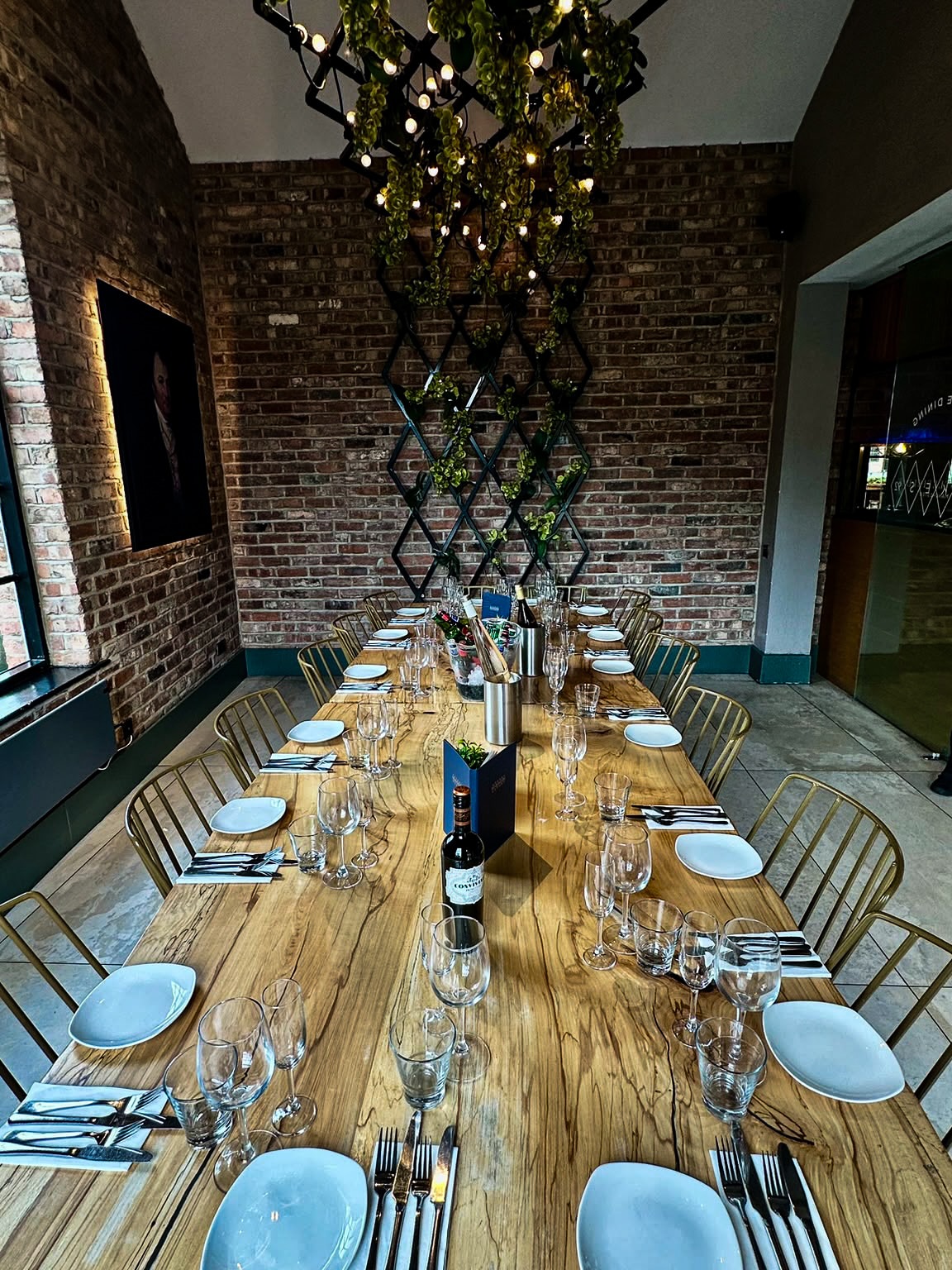 Private dining table at Dukes 92 in Castlefield